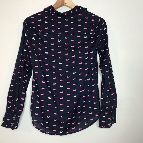 Merona Sz XS Print Whale Pink Shirt - Picture 2 of 5